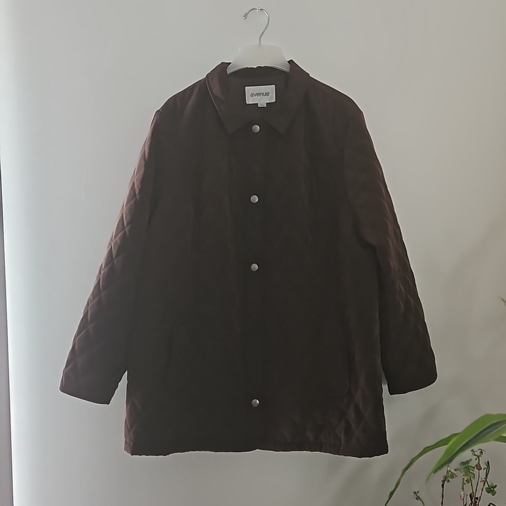 Avenue Quilted Jacket Sz 26/28 Brown Pre-owned - Picture 3 of 12